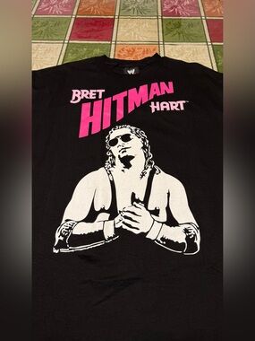 RARE Retro WWF Bret The Hitman Hart Shirt Size Large WWE WCW